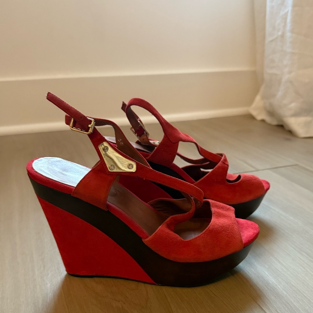 Red Italian Wedge Heels